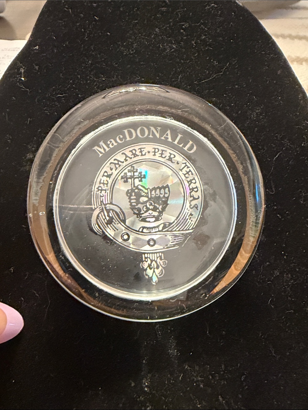 MacDonald Scottish Clan Crest Glass paperweight